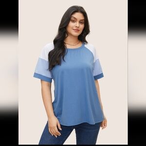 BLOOMCHIC COLORBLOCK CREW NECK TOP  L